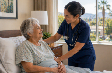 elderly resident receiving skilled nursing care Riverside