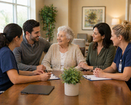 family meeting with skilled nursing care team Riverside CA
