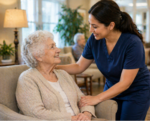 skilled nursing care resident with nurse Riverside California